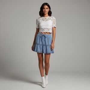 Treasures by Shabby Chic powder blue fleece mini skirt Woman’s size Medium NWT